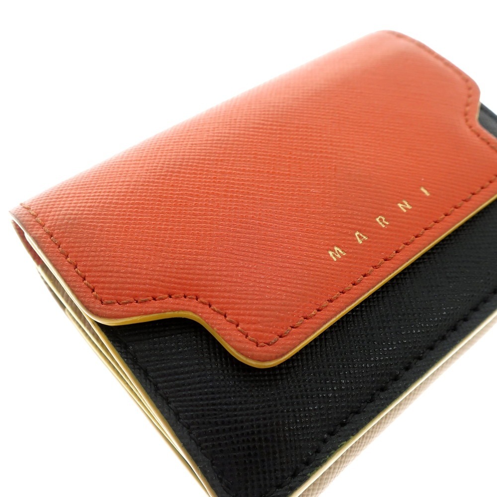 【中古】マルニ MARNI レザー コインポケット付き 三つ折り財布 マルチカラー_画像8