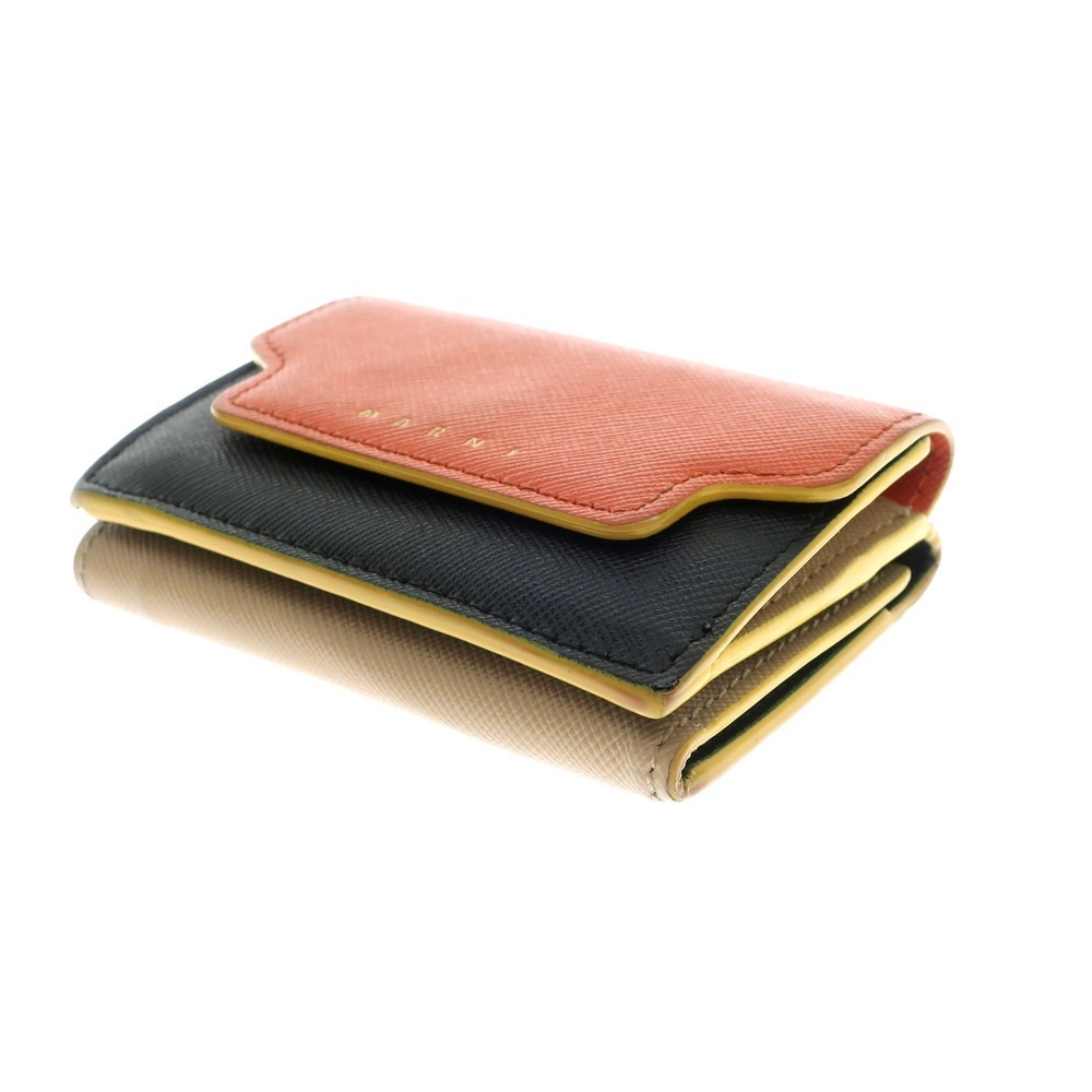 【中古】マルニ MARNI レザー コインポケット付き 三つ折り財布 マルチカラー_画像4