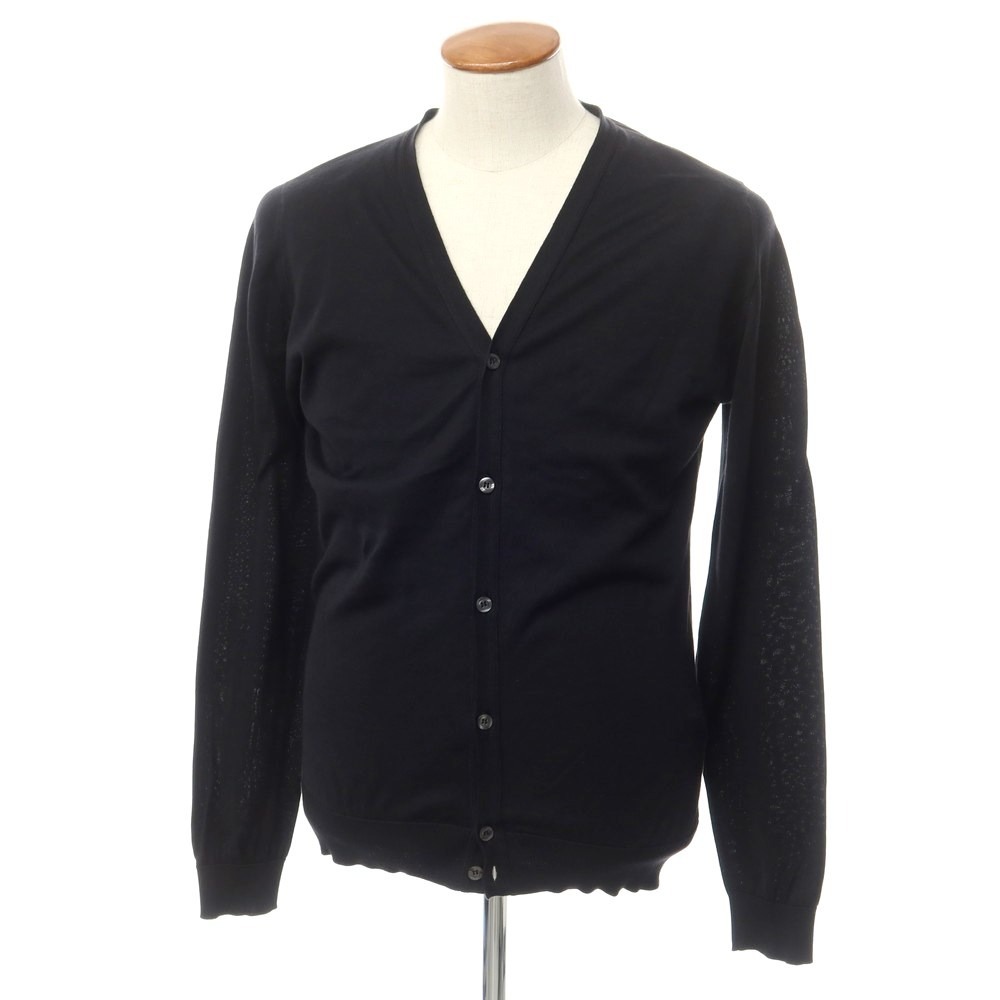 【中古】ジョンスメドレー JOHN SMEDLEY コットン カーディガン ブラック【サイズM】_画像1