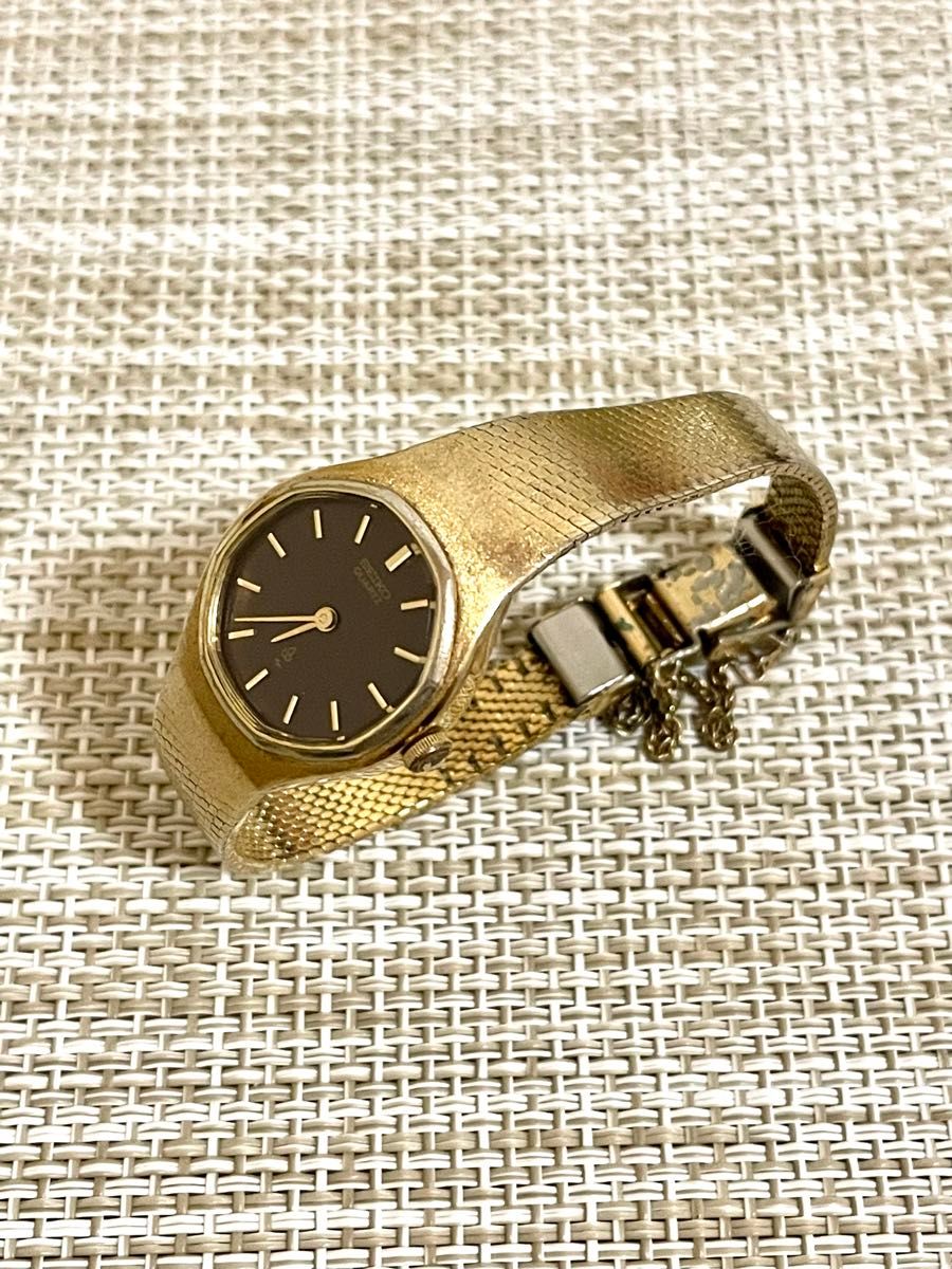 [希少:1977年製:ヴィンテージ/稼働]SEIKO セイコー オクタゴン/ゴールド/茶文字盤/ブレスレット/4300/腕時計