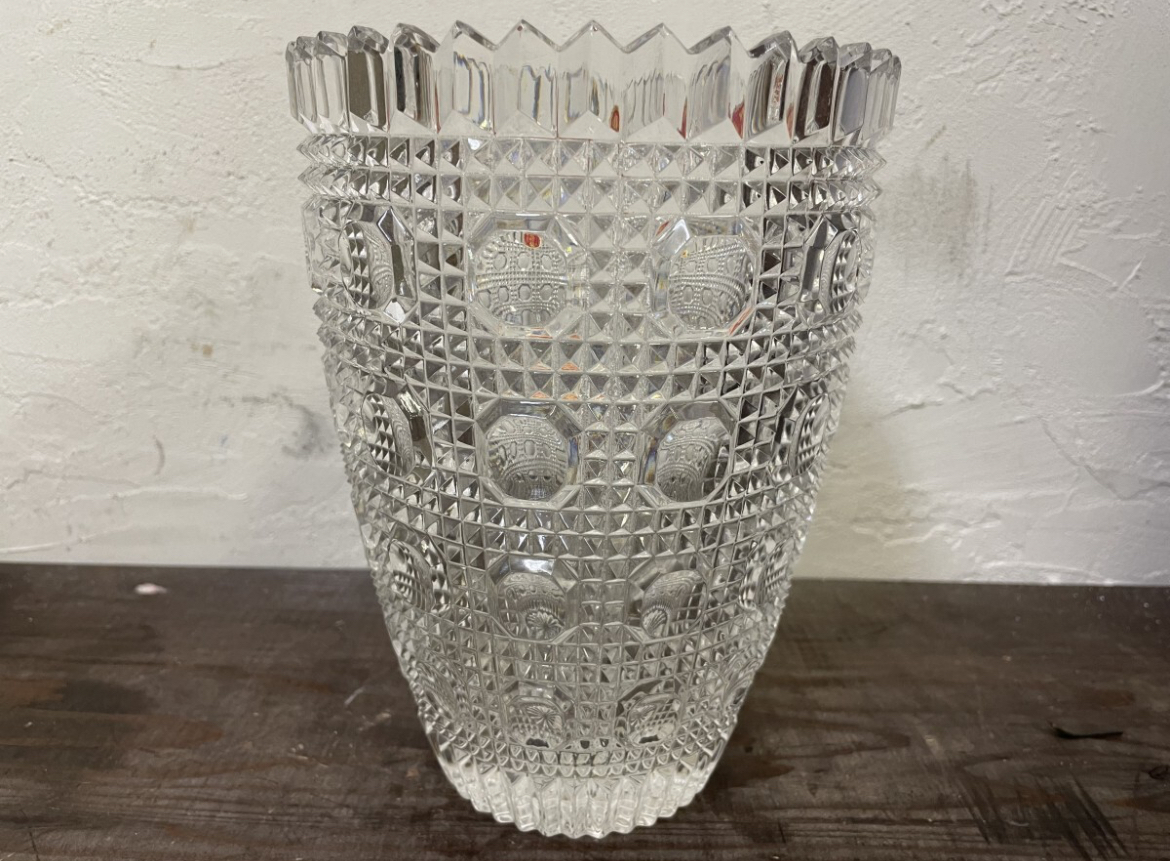 未使用保管品 BOHEMIA ボヘミア クリスタル ガラス 花瓶 切子 チェコ 伝統工芸_画像3