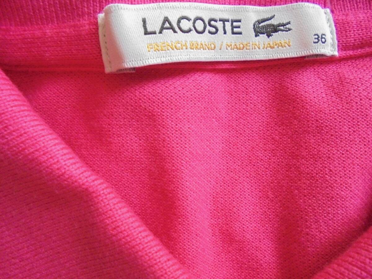 LACOSTE　　ラコステ　半袖ポロシャツ　サイズ３６　ピンク_画像3