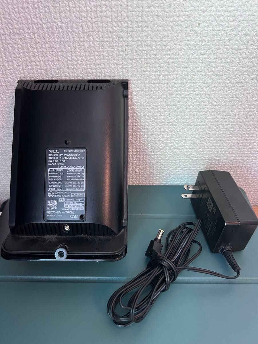 美品　NEC 無線LAN ルーター AtermWG1800HP2 無線LANルーター WiFi ホームルーター　ipv6