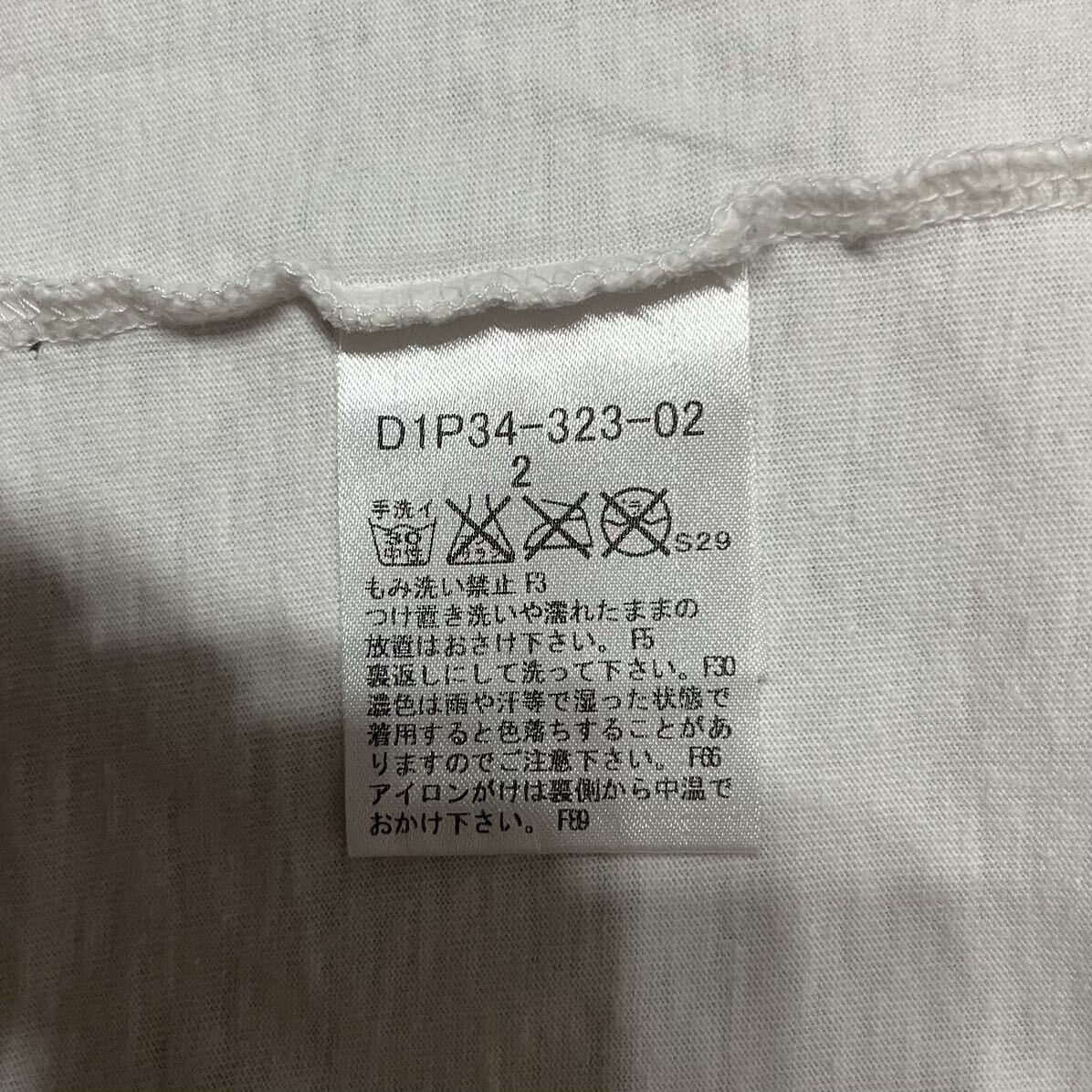 「1円」BURBERRY BLACK LABEL バーバリーブラックレーベル　ホワイト　Tシャツ　ホースロゴ　Vネック　サイズ２　M相当_画像5