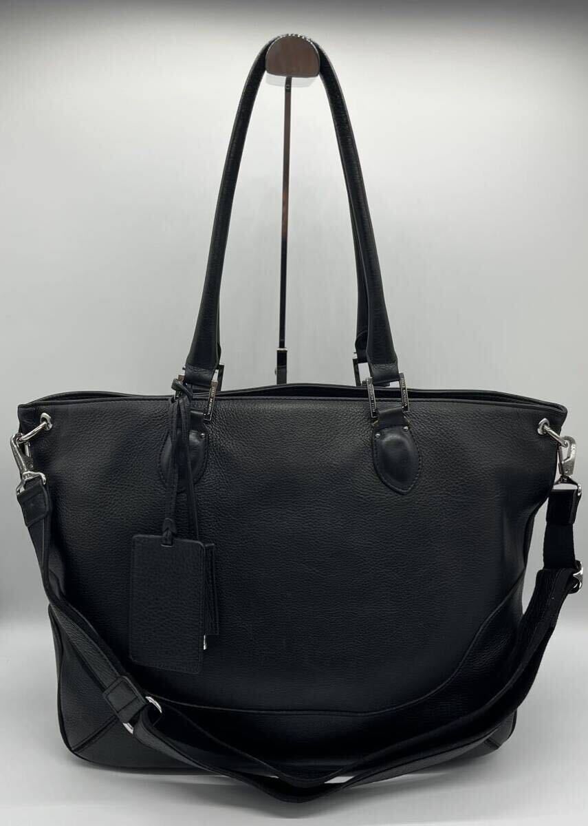 [1 jpy ]PELLE MORBIDAperemo ruby da tote bag business bag shoulder bag 2way A4 size storage shoulder .. black leather 