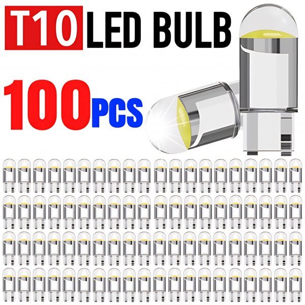 T10 T16 LED バルブ 100個 12V COB 6000K ホワイト CANBUS キャンセラー ポジション ナンバー灯 メーター パネル球 明るい 爆光 車検対応_画像1