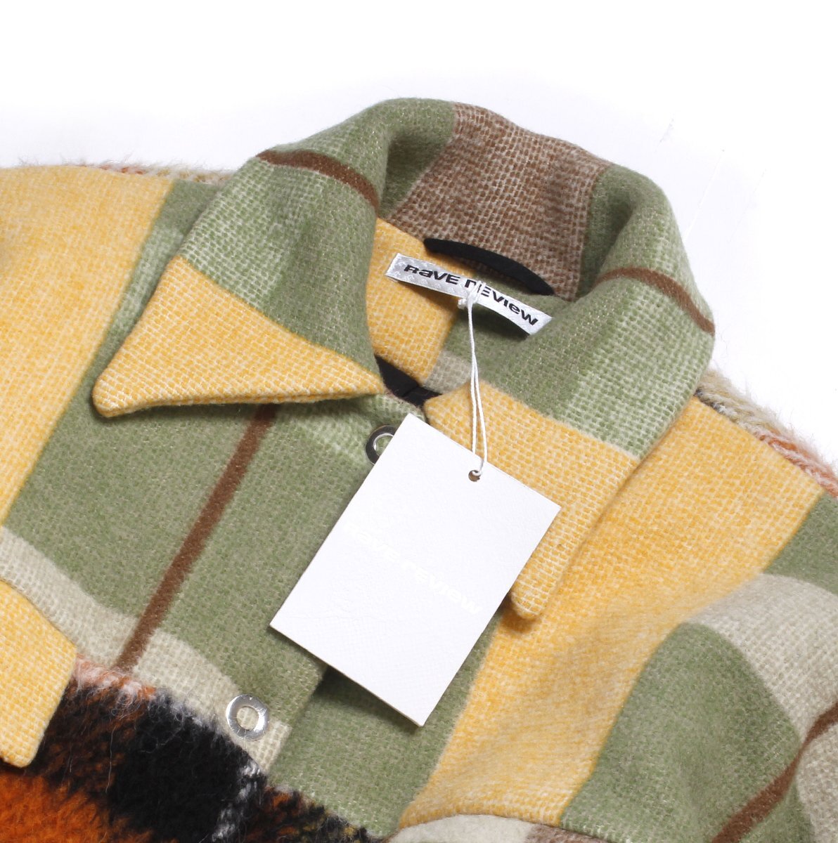 22AW 【タグ付き・新品】Rave Review VINTAGE WOOL BLANKET パッチワークコート size36 レイブレビュー 1点物 ヴィンテージブランケット_画像4