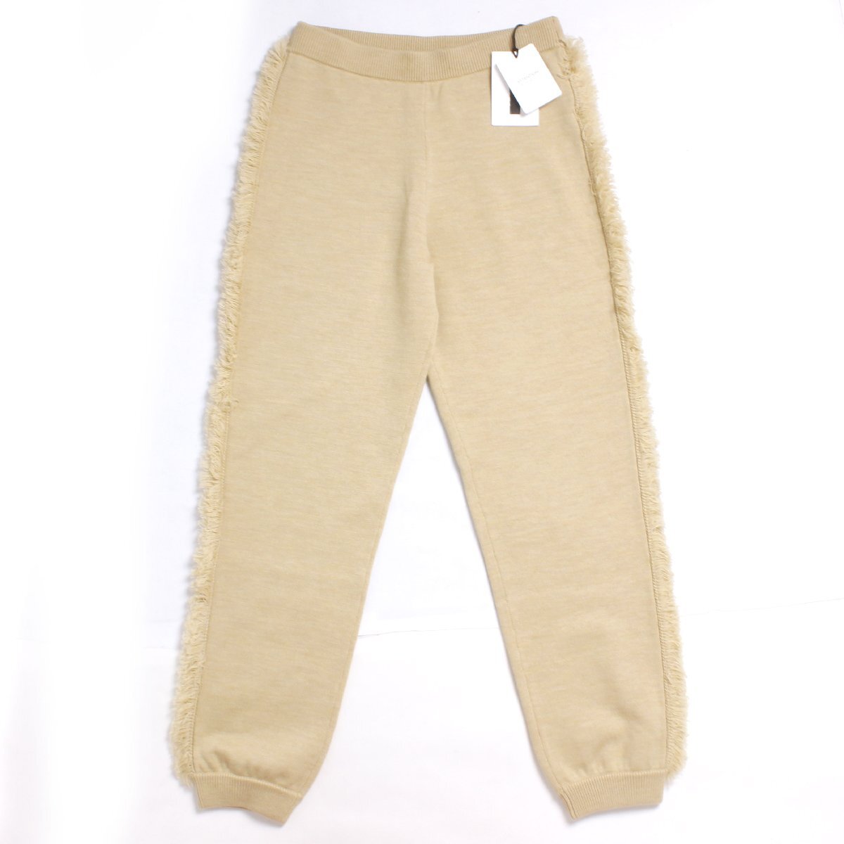 【タグ付き・新品・定価39,600円】LOEFF W 9G fringe knit pants フリンジ ニットパンツ フリーサイズ CREAM 8814-106-0115 ロエフ_画像1