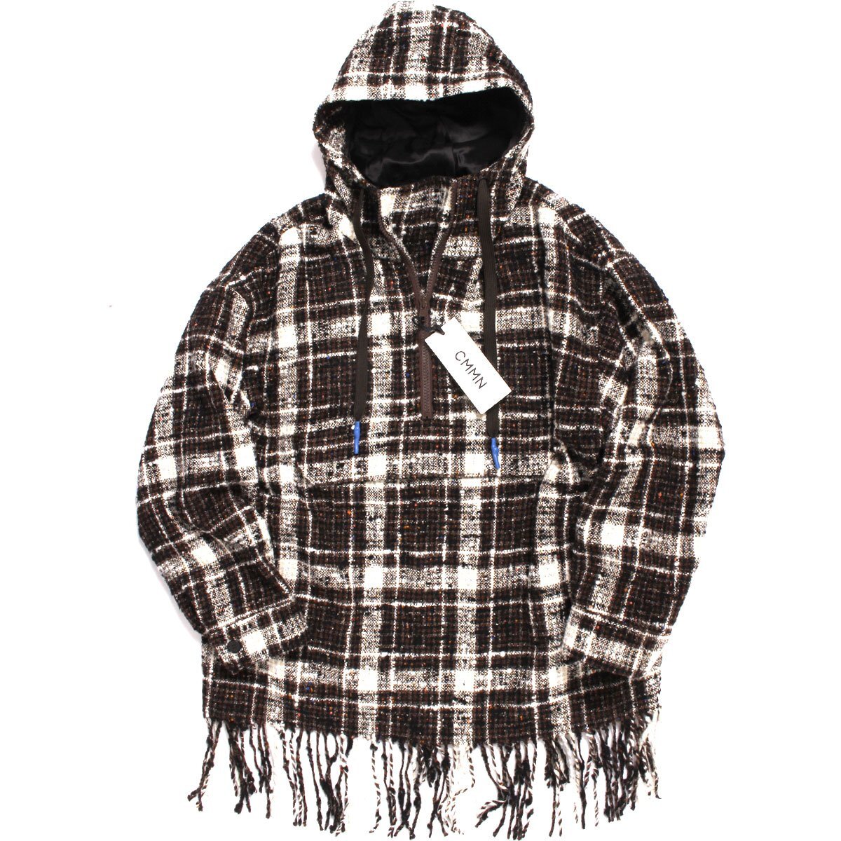 CMMN SWDN BIRK FRINGE ANORAK アノラックパーカー 定価107,800円 size48 WHITE/BROWN check コモンスウェーデン オーバーサイズ_画像1