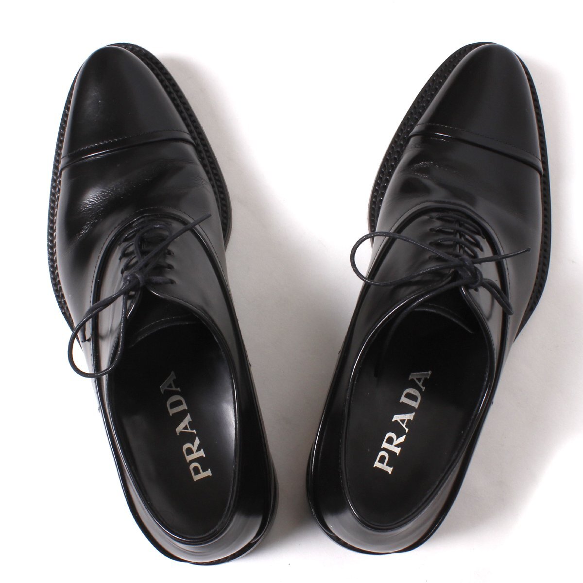 PRADA Cap-Toe Leather Oxford Shoes size5(24.5-25.0cm) BLACK プラダ レザー オックスフォード ストレートチップシューズ レザー_画像4