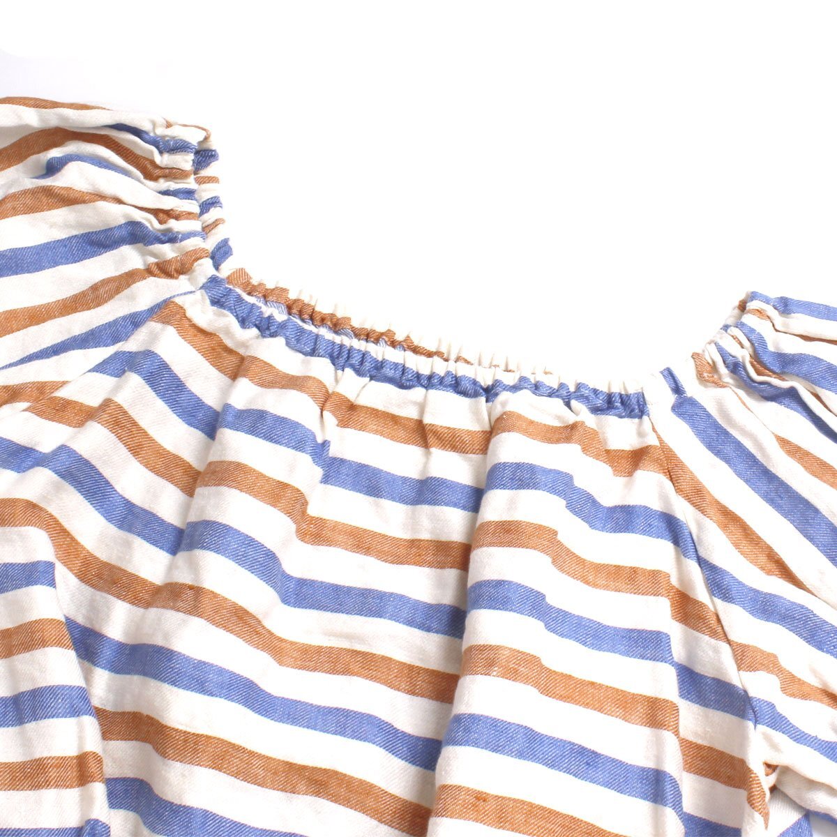 MYLAN Striped Linen Volume Sleeve Blouse 定価59,400円 フリーサイズ MY19SS-BL044 マイラン リネンブラウス ボーダー_画像4