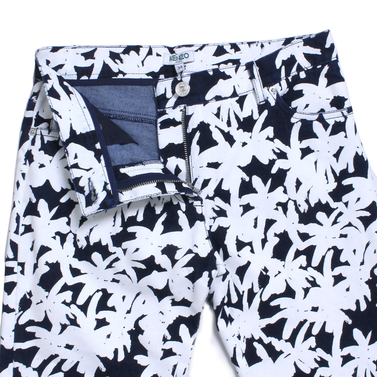 【タグ付・新品・定価49,000円】KENZO PALMS コーティングデニムパンツ size34 ホワイト×ネイビー ケンゾーパームス_画像3