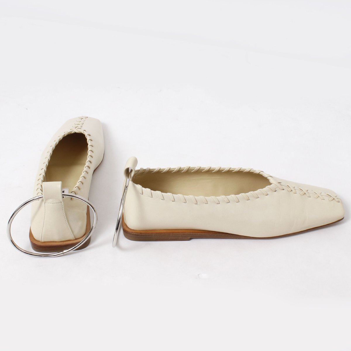 【新品・未使用】JIL SANDER バレリーナ 定価96,800円 size37 クリーム JS30217A1400212 ジルサンダー　フラットシューズ_画像4