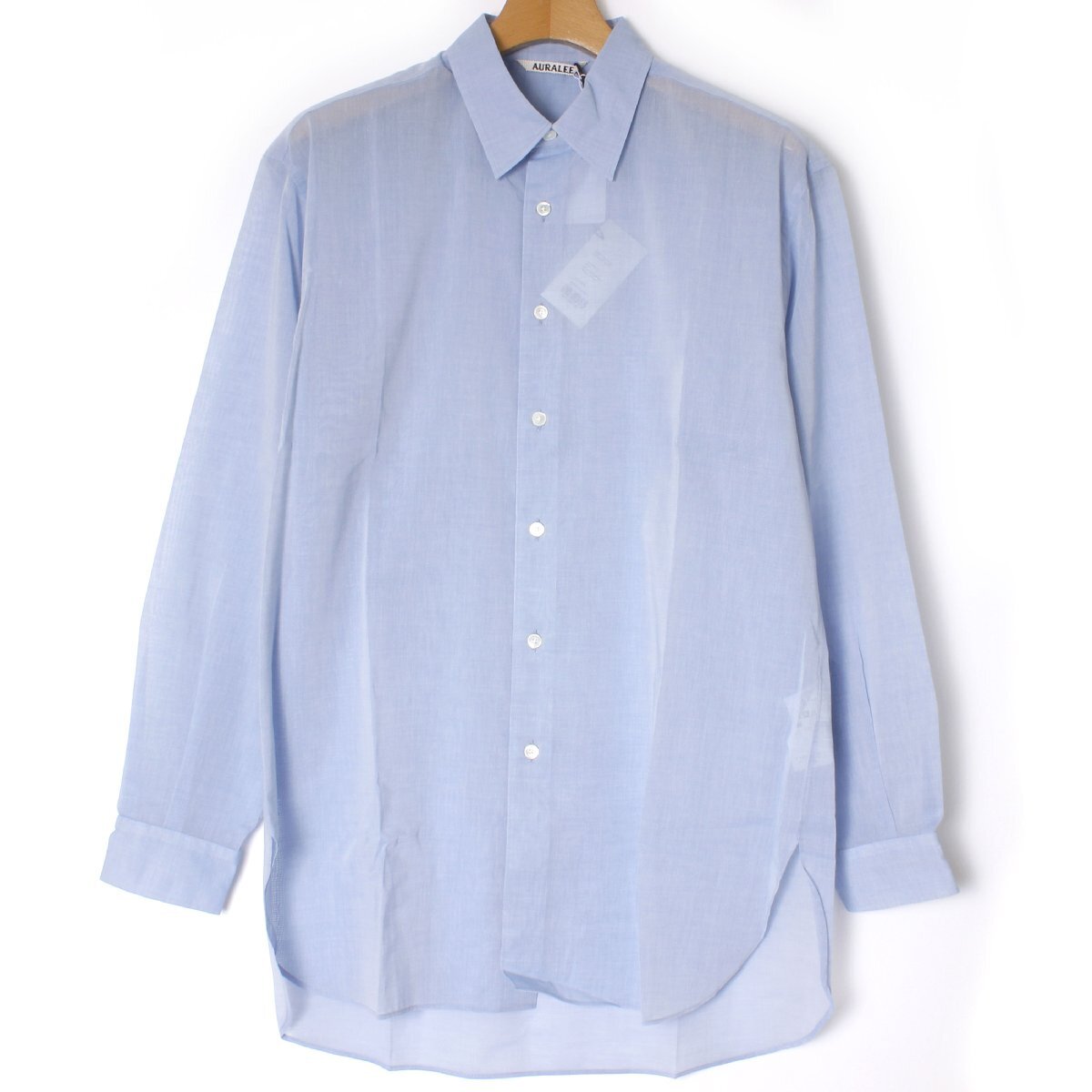 24ss【タグ付き・新品・定価33,000円】AURALEE HARD TWIST FINX ORGANDY SHIRT size4 SAX BLUE CHAMBRAY A24SS01VO オーラリー シャツ_画像3