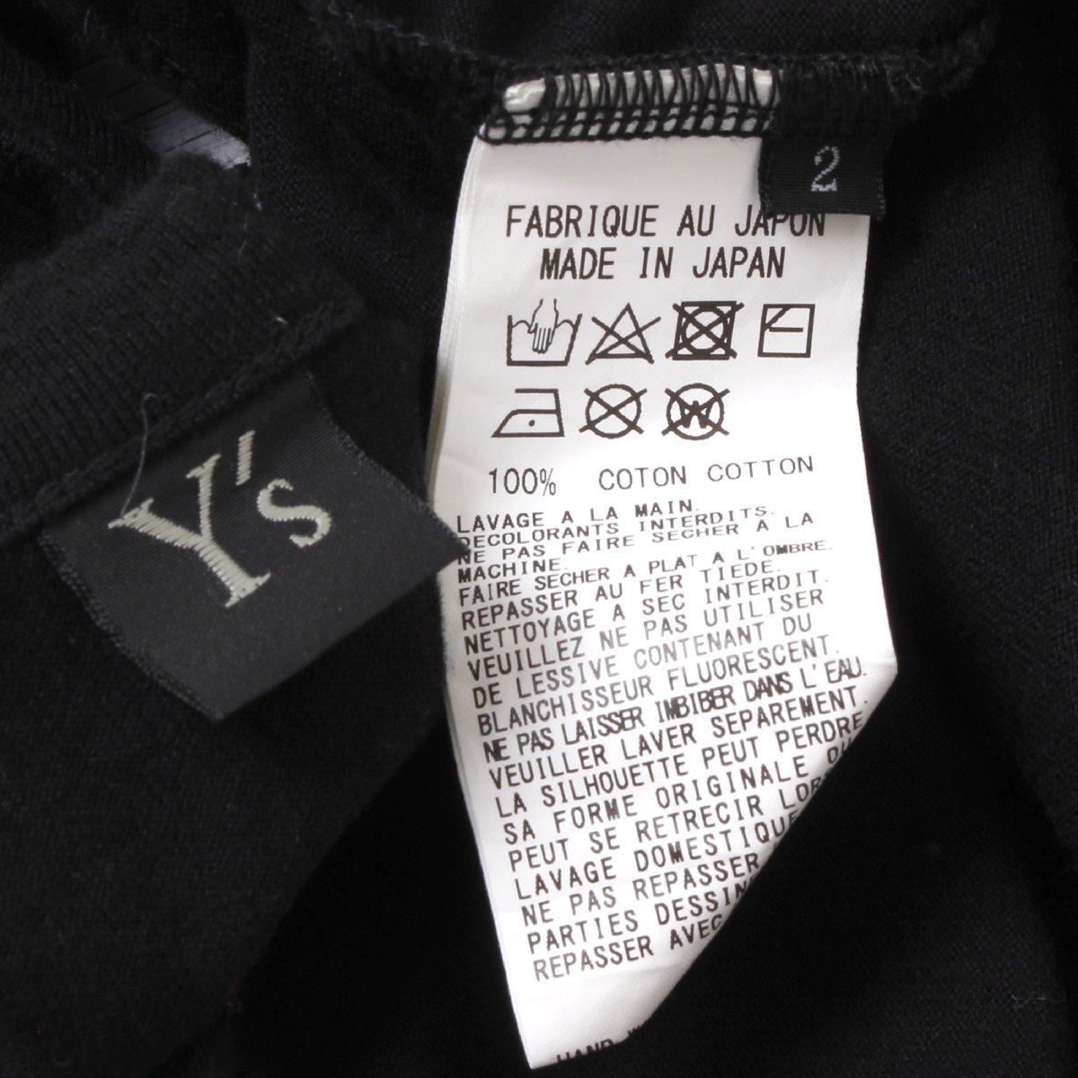 Y's T-SHIRT size2 ブラック YD-T25-577 ワイズ ヨウジヤマモト Tシャツ_画像5