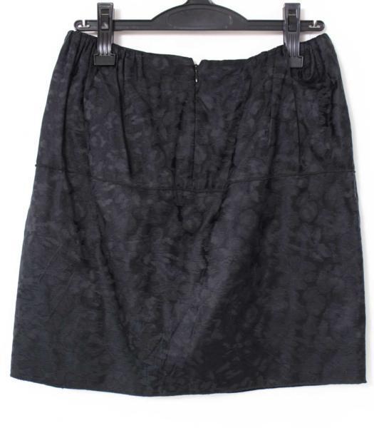 Drawer シルク100％ ジャガード ミニ スカート size36 ブラック ドゥロワー_画像3