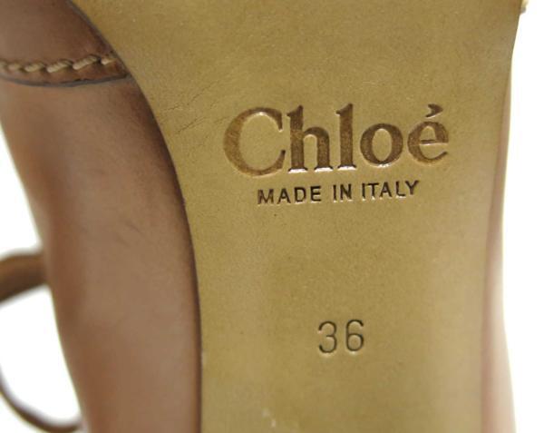 新品 Chloe 定価72,450円 レースアップレザーパンプス クロエ 茶 36_画像8