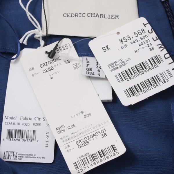 新品 CEDRIC CHARLIER リネン混タイトミニスカート size38 ブルー ERZ020A0101 セドリックシャルリエ _画像2