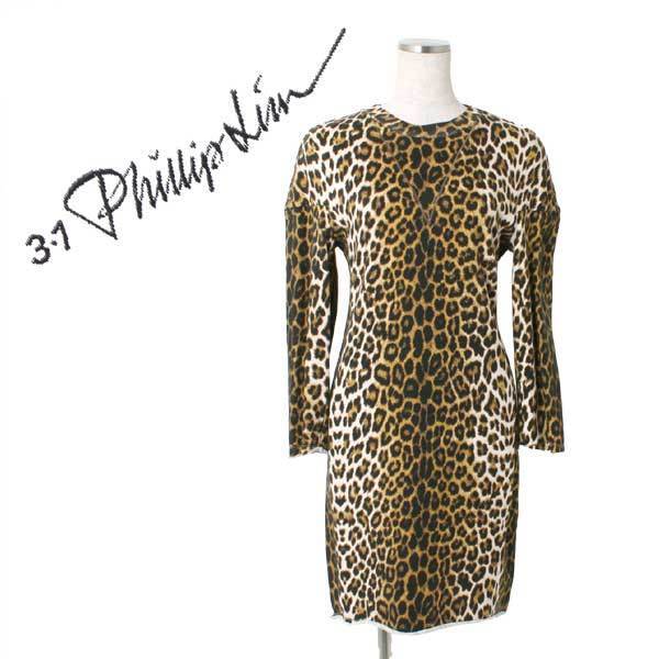【SALE】新品 3.1 Phillip Lim SCULPTED DRESS WITH ROUNDED SHOULDERS レオパード柄 スウェット ワンピース 定価71,400円 フィリップリム_画像1