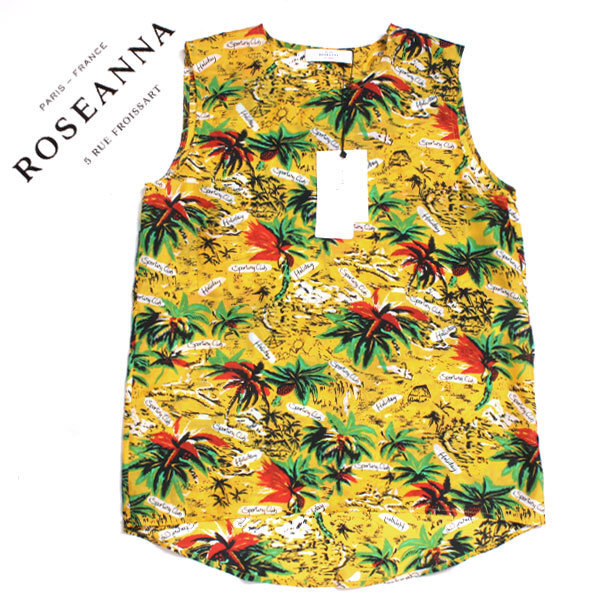 新品 ROSEANNA TOP DEAL PALM 定価34,000円 size36 ローズアンナ ノースリーブパーム柄シルクトップス アロハ ハワイアン_画像1