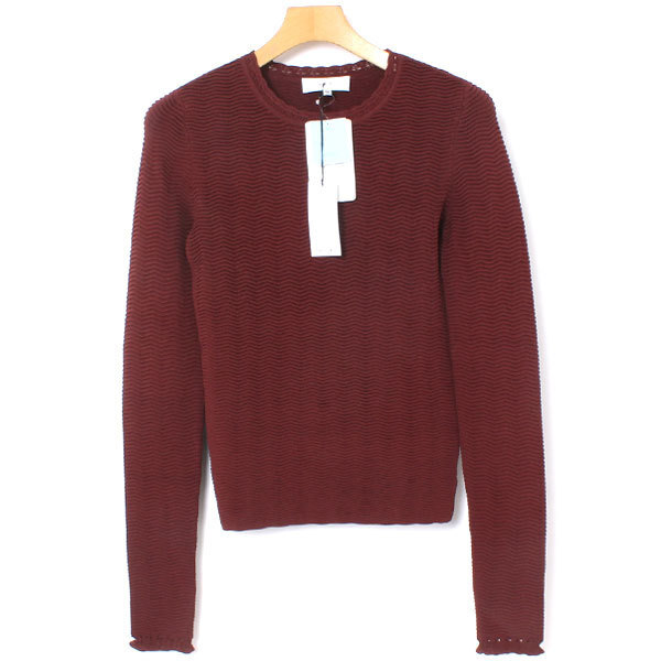 CARVEN【定価52,000円 タグ付 新品】Scalloped Trim Crewneck Knit スカラップクルーネックニットトップス sizeXS ボルドー カルヴェン_画像3