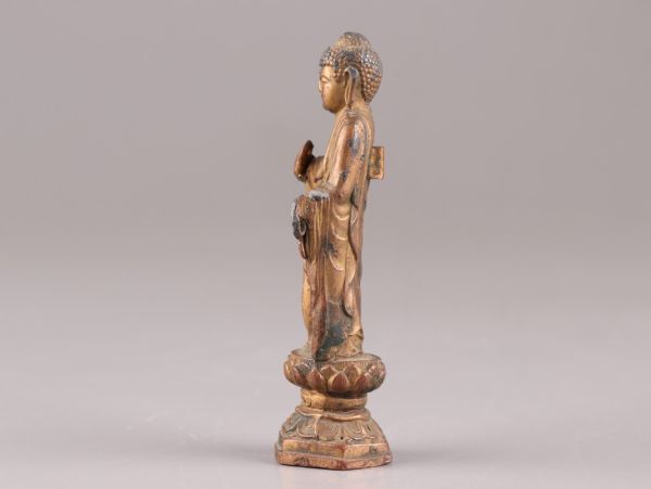仏教美術 古銅造 阿弥陀如来 仏像 豆仏 時代物 極上品 初だし品 C5966の画像3