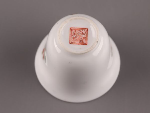 中国古玩 唐物 煎茶道具 乾隆年製 款 紛彩 煎茶碗 四客 時代物 極上品 初だし品 C5954の画像5