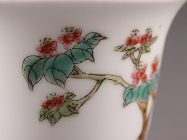 中国古玩 唐物 煎茶道具 乾隆年製 款 紛彩 煎茶碗 四客 時代物 極上品 初だし品 C5954の画像4