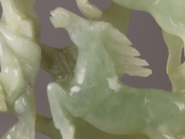 中国古玩 唐物 緑砡石 翡翠 馬 置物 細密細工 時代物 極上品 初だし品 C5947の画像6