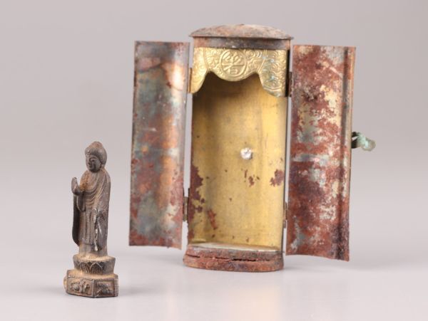仏教美術 古銅造 仏像 厨子 時代物 極上品 初だし品 C6002_画像2