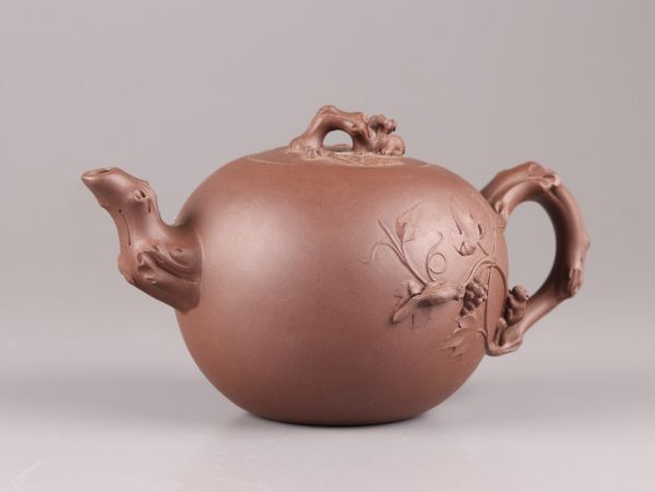 中国古玩 唐物 煎茶道具 朱泥 紫泥 紫砂壷 茶壷 急須 在印 時代物 極上品 初だし品 C5995_画像2