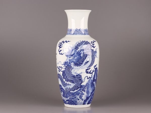 中国古玩 唐物 大清康煕年製 款 染付 青華 花瓶 時代物 極上品 初だし品 C6085_画像3