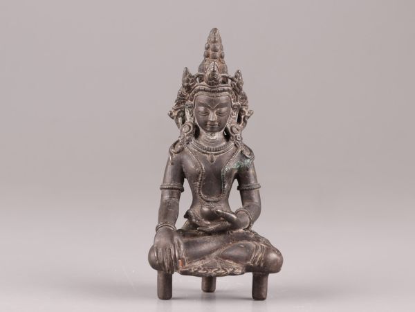 中国古玩 唐物 仏教美術 古銅造 チベット仏 仏像 時代物 極上品 初だし品 C6063_画像2