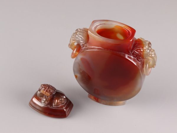 中国古玩 唐物 赤瑪瑙 遊環 香炉 細密細工 時代物 極上品 初だし品 C6128_画像9