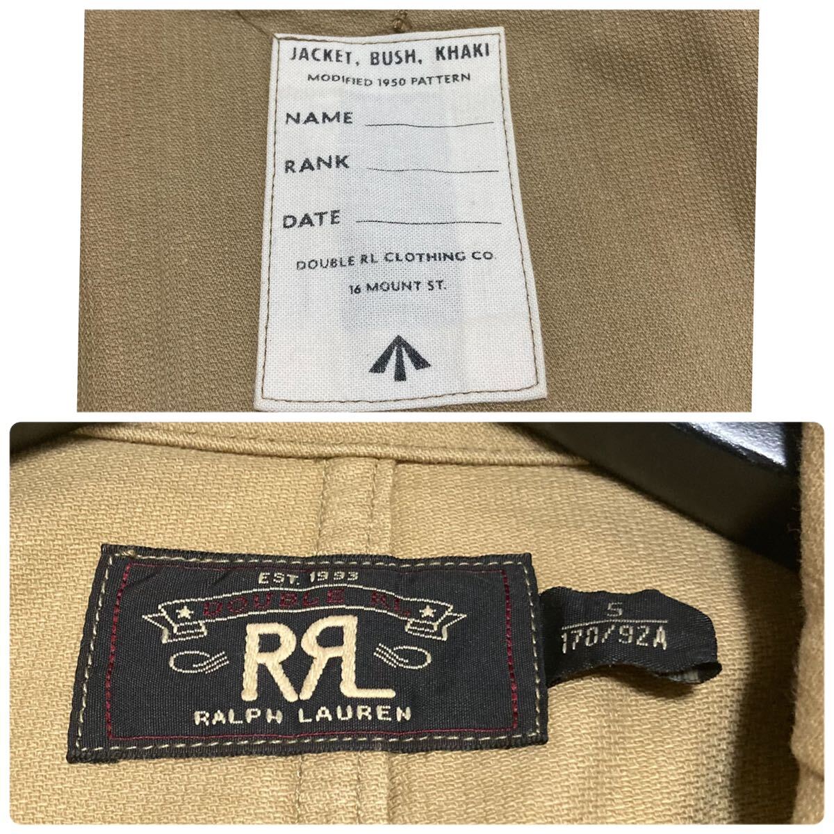 RRL RALPH LAUREN KHAKI BUSH ミリタリー ジャケット DOUBLE RL ダブルアールエル ラルフローレン カーキ バッシュ サファリジャケット3B _画像9