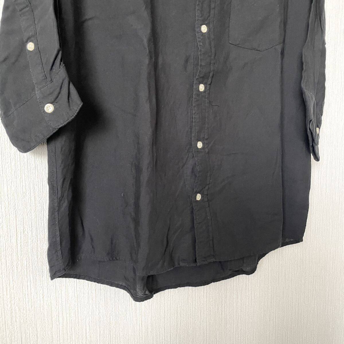 【AZUL BY MOUSSY】アズールバイマウジー バンドカラーシャツ 7分袖 ロック メンズ 匿名配送 黒 ブラック L_画像4