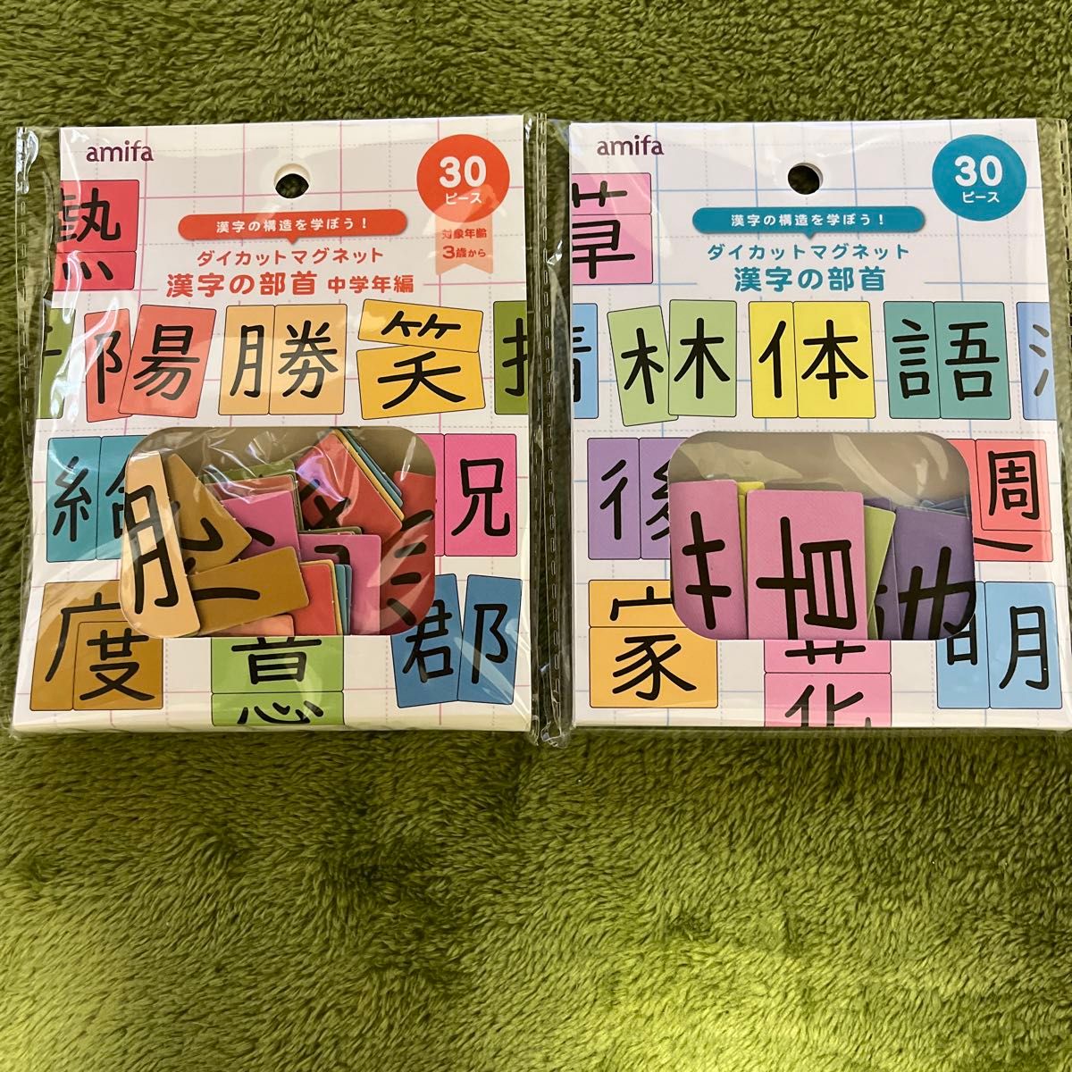 amifa 漢字の部首　マグネット　漢字の構造を学ぼう　 ダイカットマグネット x2袋