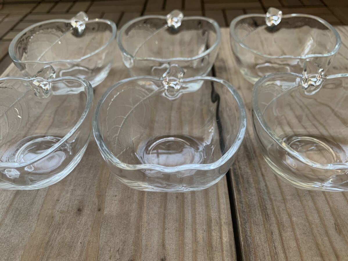 ガラス リンゴ 小鉢 6個セット デザート レトロの画像3