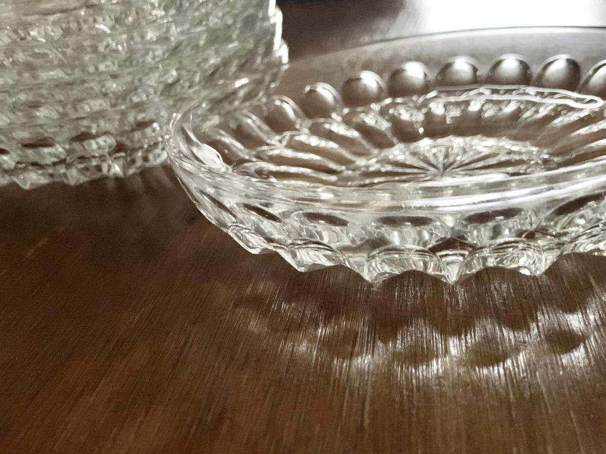 昭和レトロ ガラスプレート 5枚セット お皿 サラダ フルーツ ガラス皿 中皿 小皿 _画像9