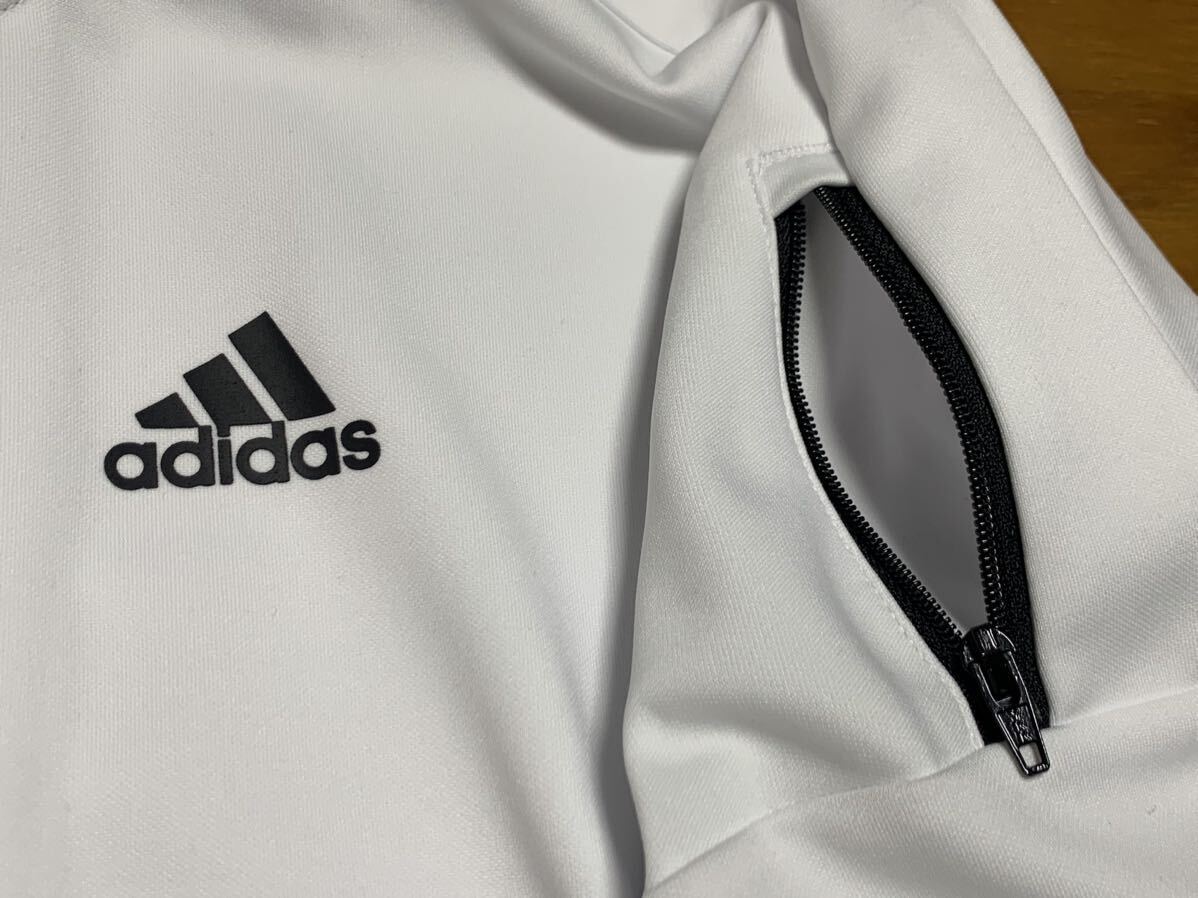 adidas Adidas lady's UV cut jersey M white hood Parker cuffs rib jacket 