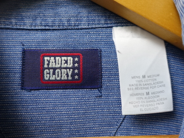 SALE USA 古着 ビンテージ 90'S FADED GLORY 長袖 コットン ピン ストライプ シャツ M / ヴィンテージ 90S / 129 セール_画像4