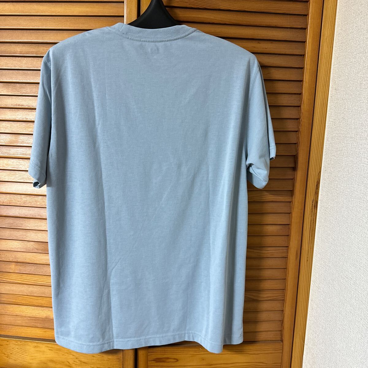 Tシャツ 半袖 モンベル メンズL 登山 キャンプ アウトドア 半袖Tシャツ 速乾性 水色 中古 美品の画像3