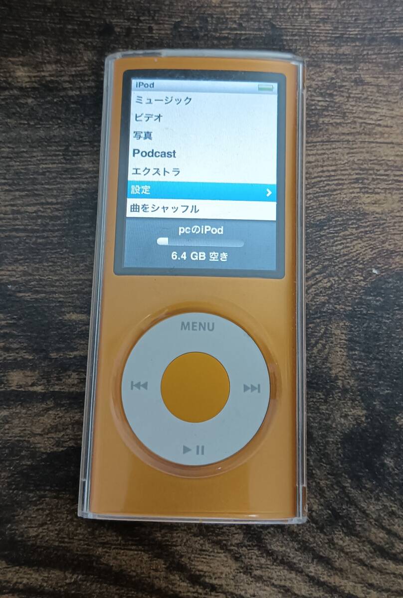Apple ipod nano アイポッドナノ 第4世代 8G A1285 オレンジ ケーブル・ケース付き_画像9