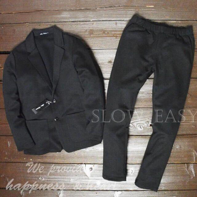 1 иен лот # тренировочный tailored jacket & тугой брюки выставить чёрный /L GOLF Golf эластичный верх и низ тренировочный брюки tere Work 
