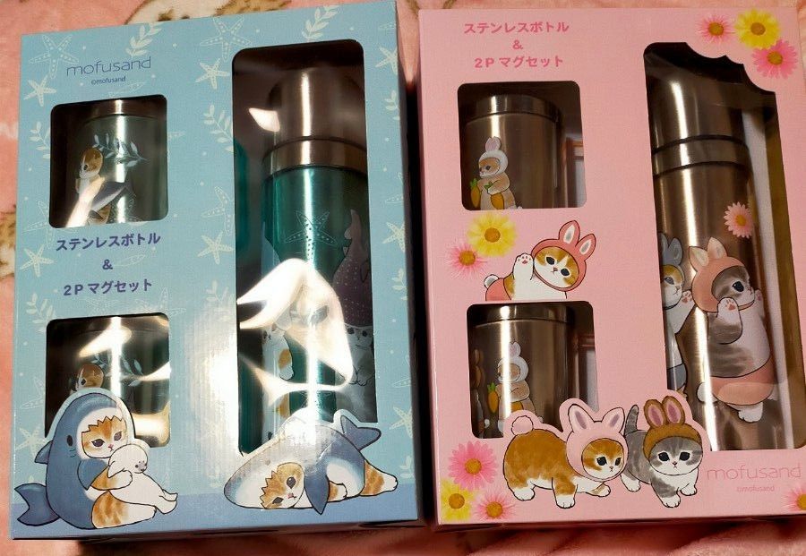 【未開封】mofusand モフサンド ステンレスボトル&2Pマグカップ 2種セット　サメにゃん　ねこ 水筒　コップ　タンブラー