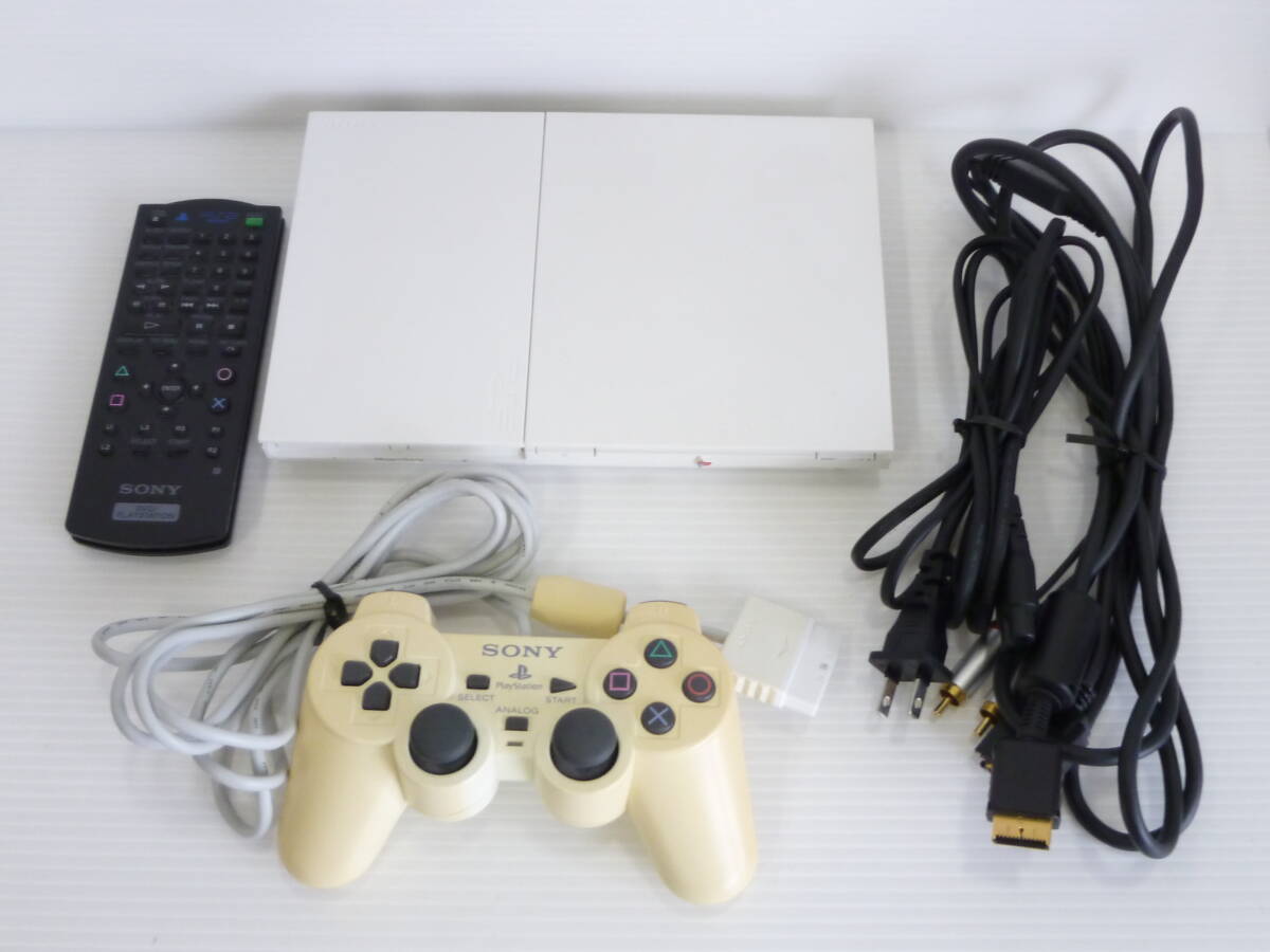 62955◆SONY/ソニー PlayStation2/PS2 SCPH-90000 ホワイトカラー/白色 ゲーム機 本体 コントローラー リモコン ケーブル類有◆の画像1