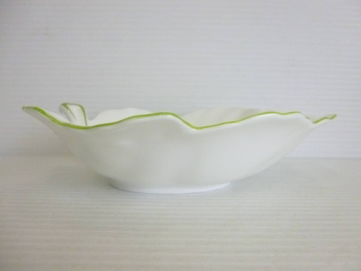 58019◆NARUMI/ナルミ Giftgallery Bone China/ボーンチャイナ リーフ型 洋食器 幅:約18cm×14cm 高さ:約4.5cm◆_画像5