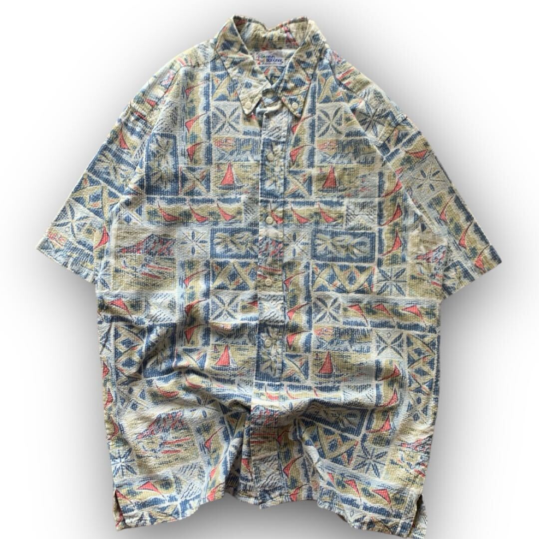 231001BRB91● 1990'S Reyn Spooner S/S Shirt ビンテージ vintage レインスプーナー アロハシャツ 総柄シャツ 総柄 半袖 ボタンダウン_画像1