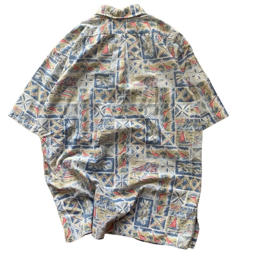 231001BRB91● 1990'S Reyn Spooner S/S Shirt ビンテージ vintage レインスプーナー アロハシャツ 総柄シャツ 総柄 半袖 ボタンダウン_画像5