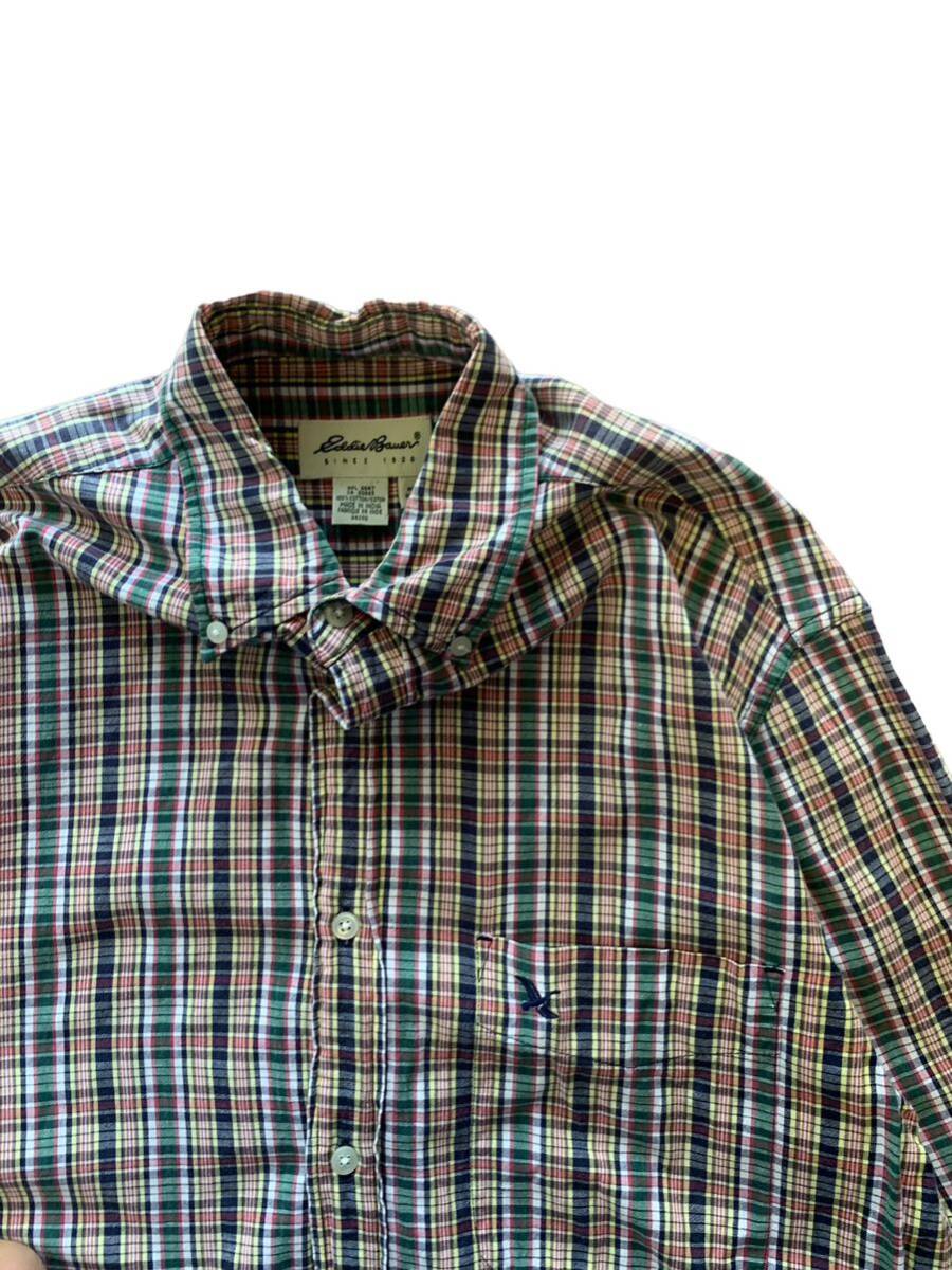 240410CRA34● 90'S Eddie Bauer S/S Shirt ビンテージ vintage エディーバウアー チェック シャツ 半袖シャツ ボタンダウン チェック柄_画像4